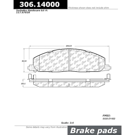 Centric Parts FLEET PERFORMANCE BRAKE PAD W/HARDWARE 306.14